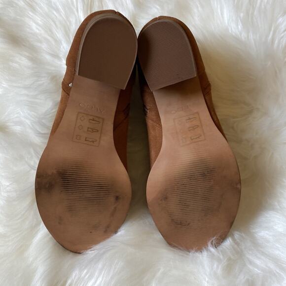 Aldo Suede Open Toe Heeled Bootes Size 8.5 - Picture 7 of 8
